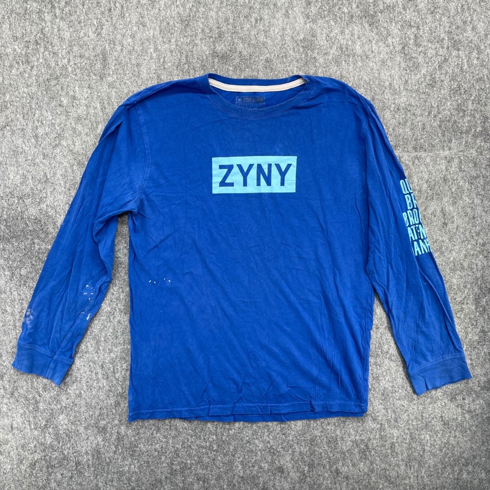 Zoo York Shirt Mens Large ZYNY Logo Long Sleeve Graphic Tee Royal Blue